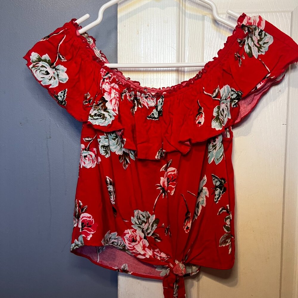 Red Floral Crop Top